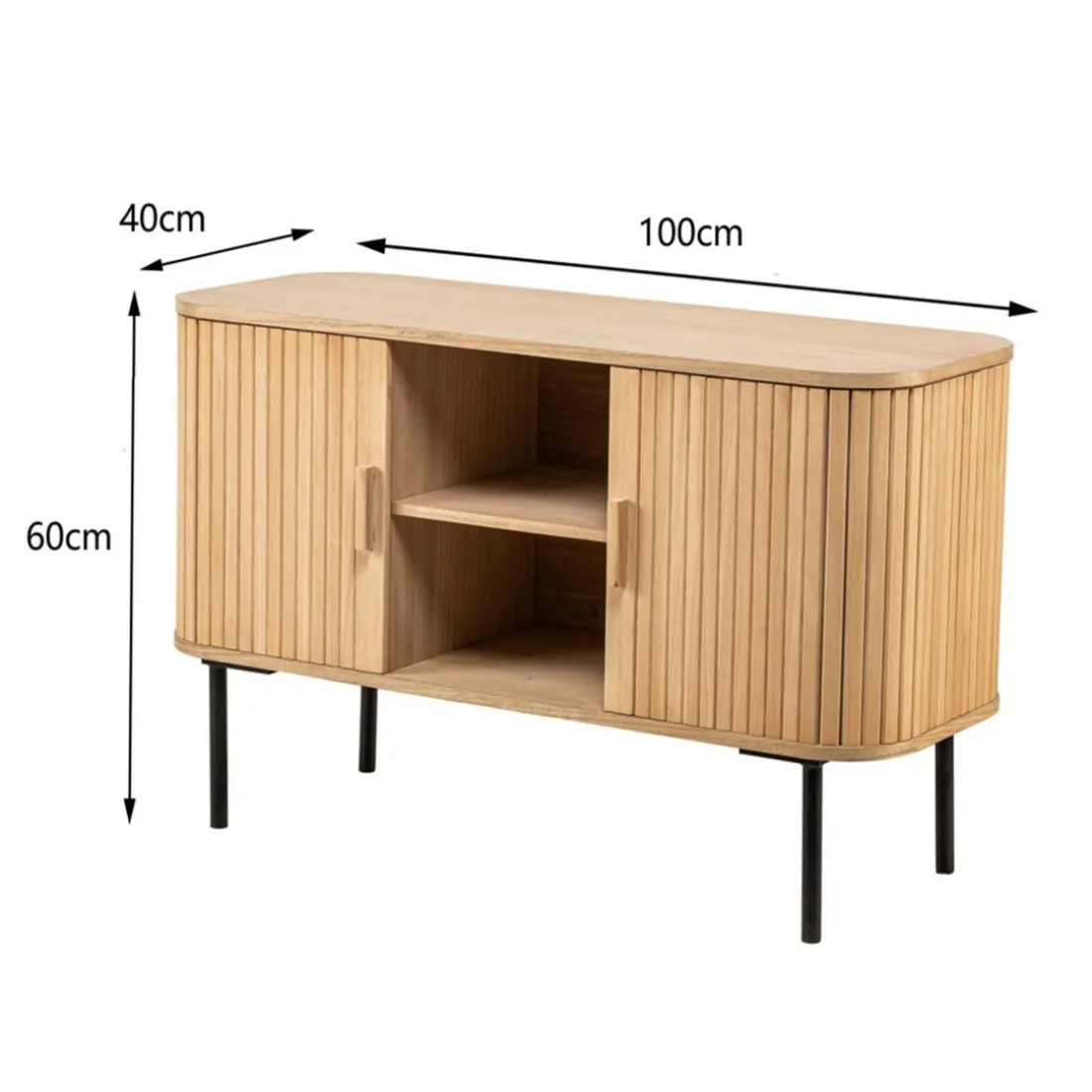 Nordlys - Meuble TV Scandinave Bois Massif 2 Portes