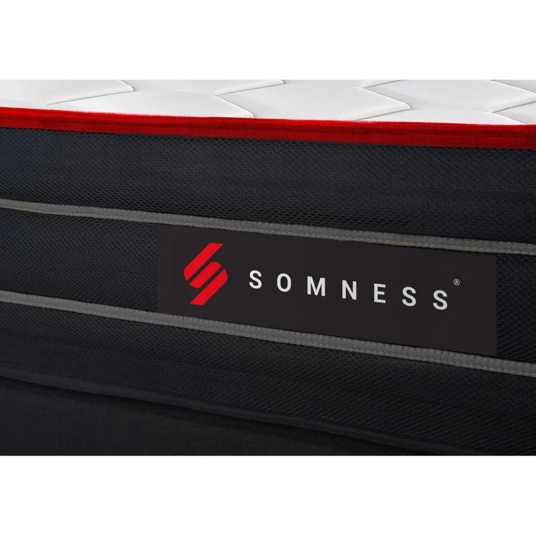 Pack matelas double sommiers noir Couette et 2 oreillers