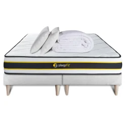 Pack matelas FLEXY double sommiers blanc Couette 2 oreillers