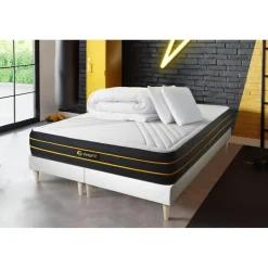 Pack matelas ULTRA double sommiers blanc Couette et 2 oreillers