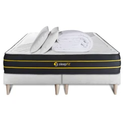 Pack matelas ULTRA double sommiers blanc Couette et 2 oreillers