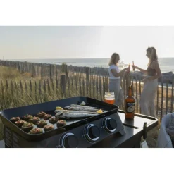 Pack Plancha gaz DUNE avec Housse pour barbecue et plancha et Kit pour cuisson plancha