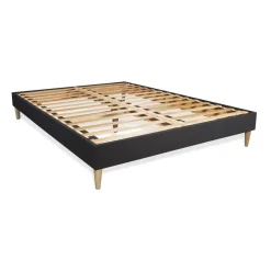 Pack prêt a dormir matelas FLEXY sommier kit noir 2 oreillers memoire de forme et Couette Percale
