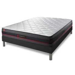 Pack prêt a dormir matelas a memoire de forme sommier kit noir Couette 2 oreillers