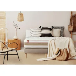 Pack prêt a dormir matelas LE TENDRE Ressorts ensaches Memoire de forme double sommiers Beige