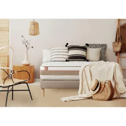 Pack prêt a dormir matelas LE TENDRE Ressorts ensaches Memoire de forme sommier Beige,2 oreillers couette