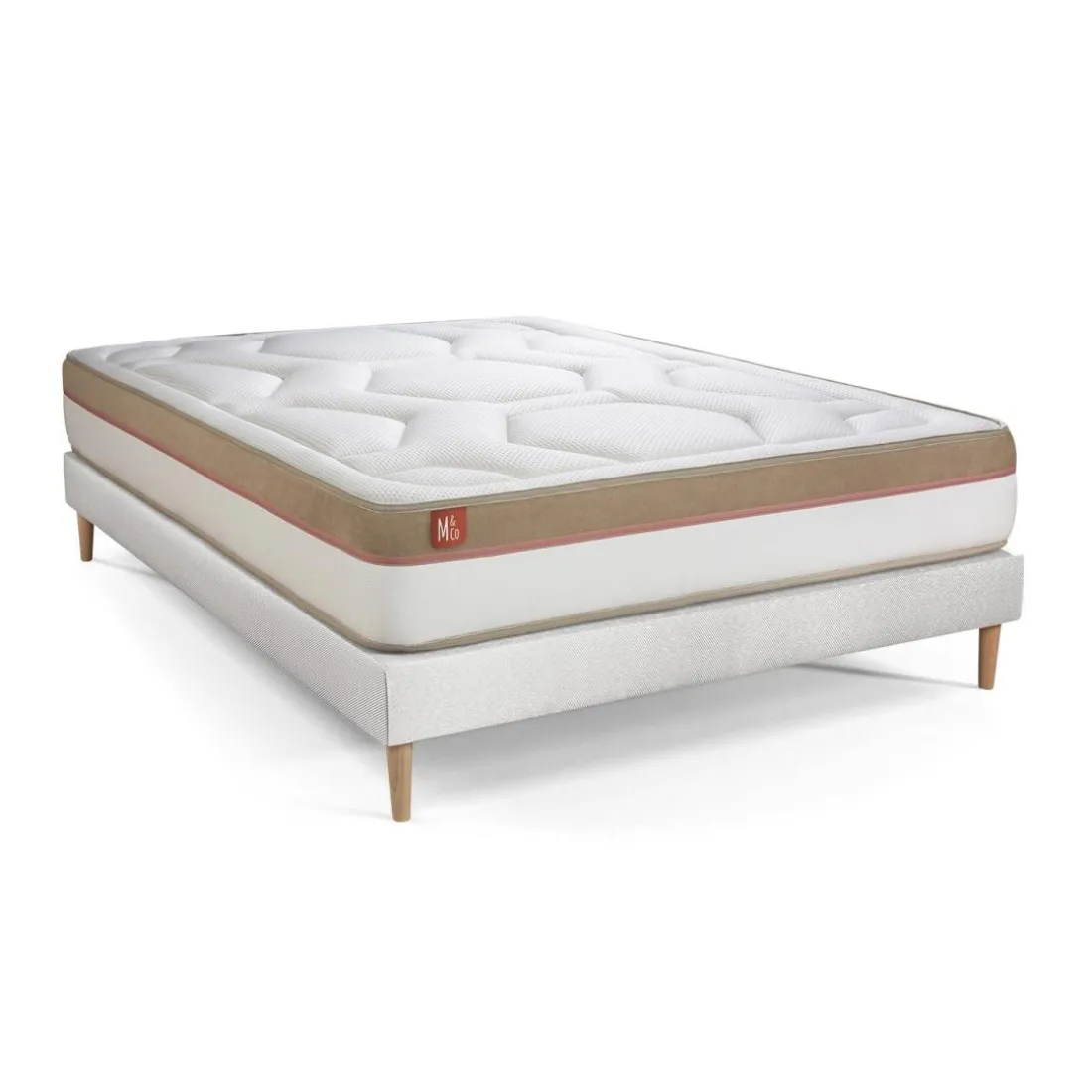 Pack prêt a dormir matelas LE COSY Memoire de forme sommier Blanc et 2 oreillers couette
