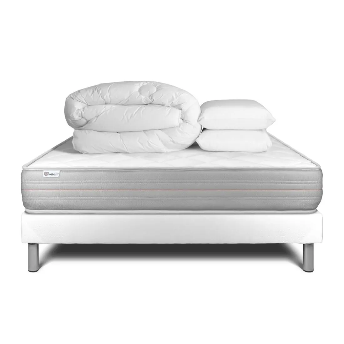 Pack prêt a dormir VITALMEMO sommier Kit blanc