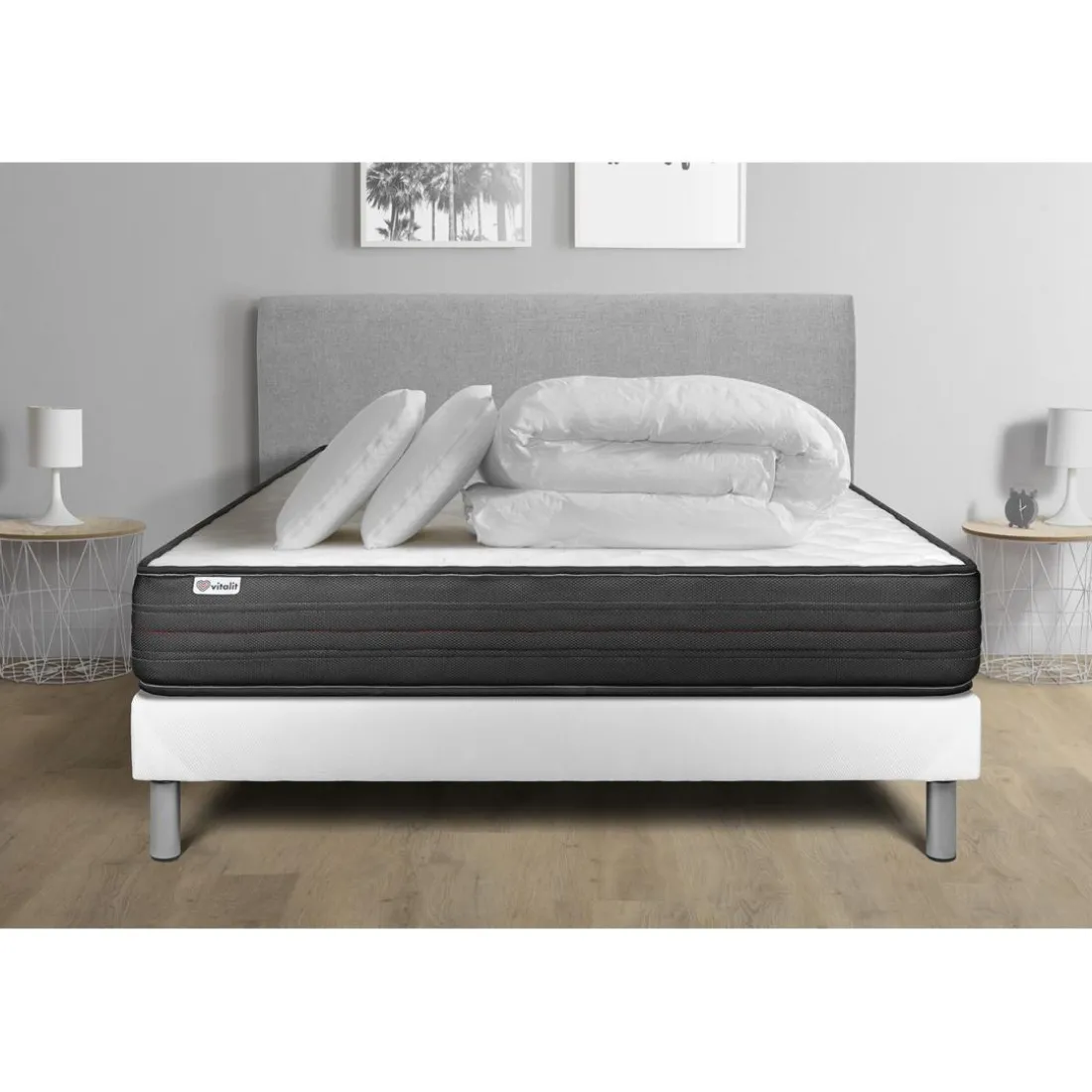 Pack prêt a dormir VITALPOWER sommier Kit blanc