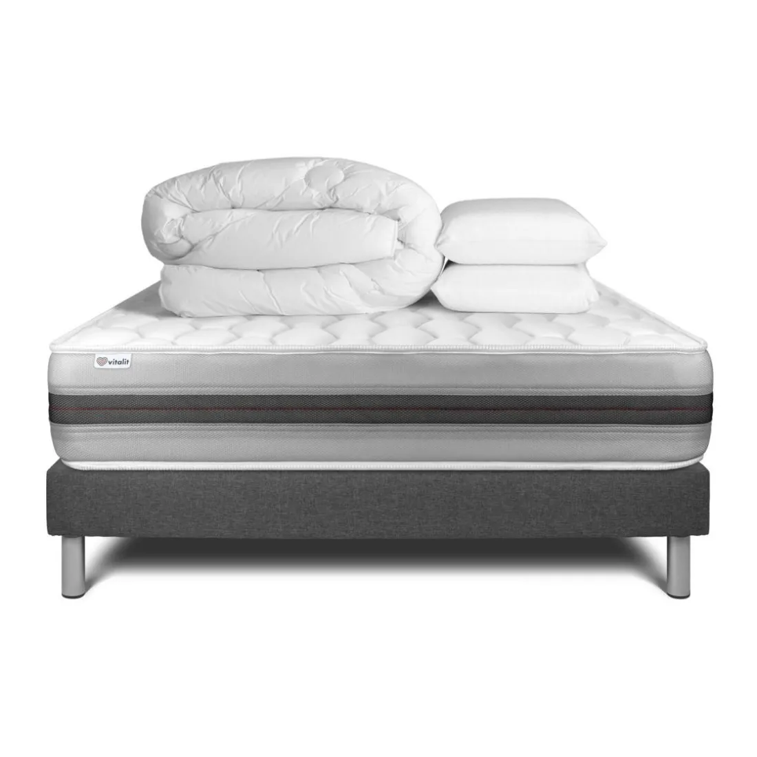 Pack prêt a dormir VITALSPRING RECOVER sommier Kit gris