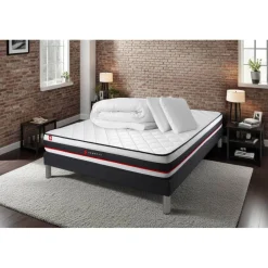Pack sommier matelas FORM 2 oreillers memoire de forme Couette Percale