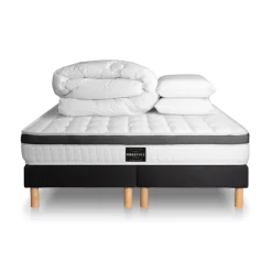 Pack Superieur Memoire de forme 3 zones double sommier noir