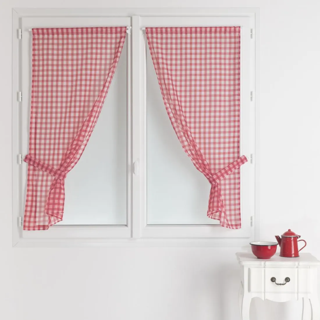 Paire De Vitrages Droits Carreaux Normand VICHY - Rouge