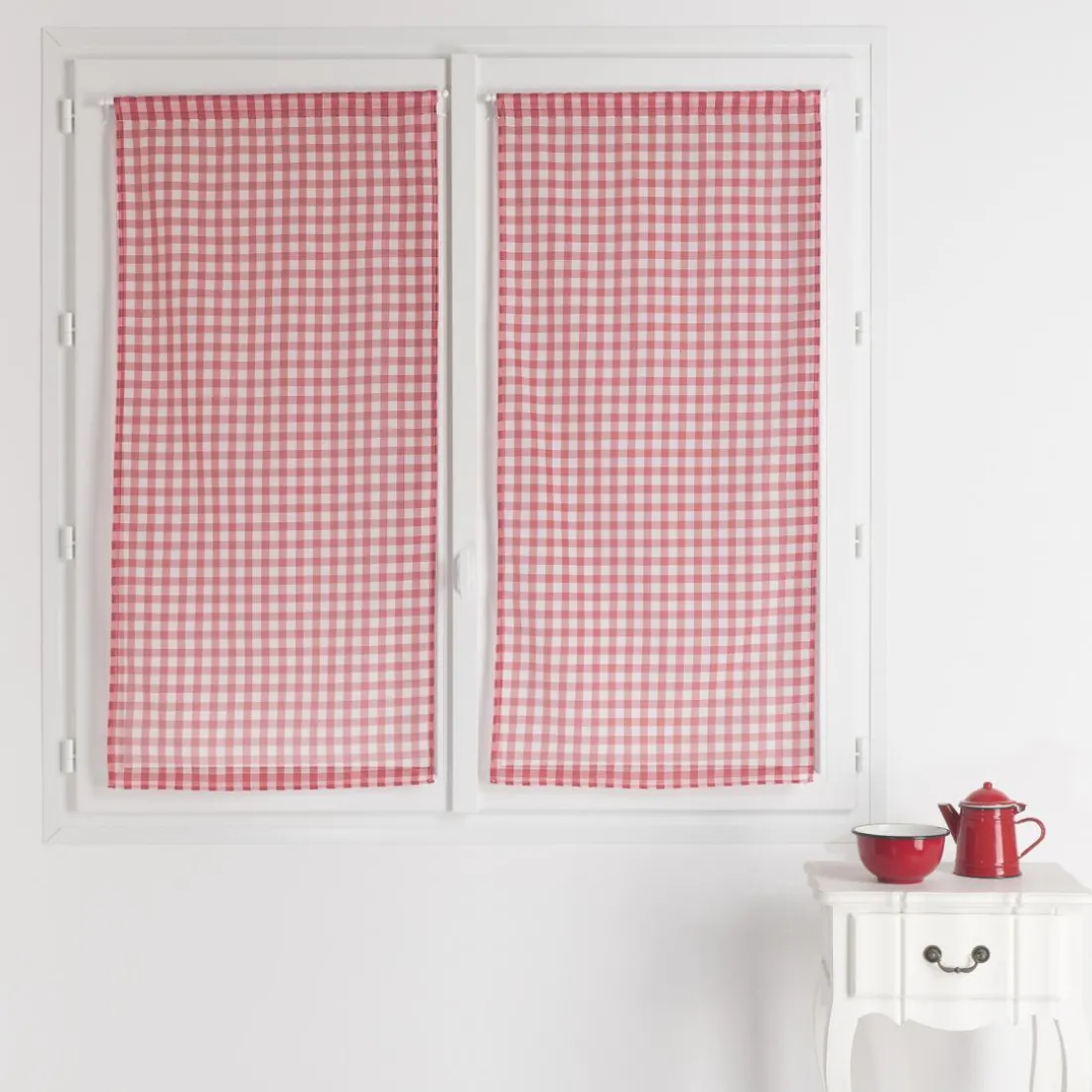 Paire De Vitrages Droits Carreaux Normand VICHY - Rouge