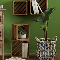 Panier Bicolore CALOUS Bleu et Ecru