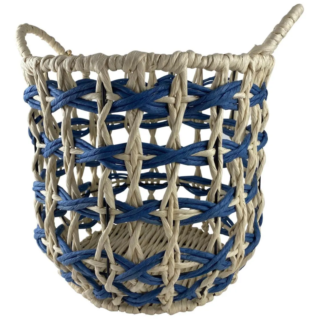 Panier Bicolore CALOUS Bleu et Ecru