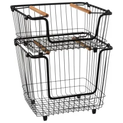 Panier en métal empilable grand format Noir