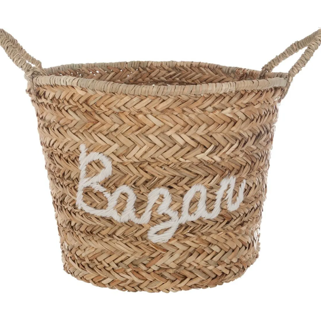 Panier osier broderie blanche