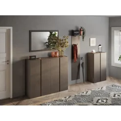Panneau mural Ferrare avec tringle et crochet coloris mélamine bronze L40xH184