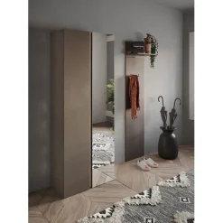 Panneau mural Ferrare avec tringle et crochet coloris mélamine bronze L40xH184
