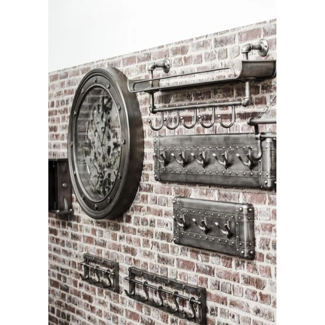 Patère murale en métal avec 5 crochets anthracite
