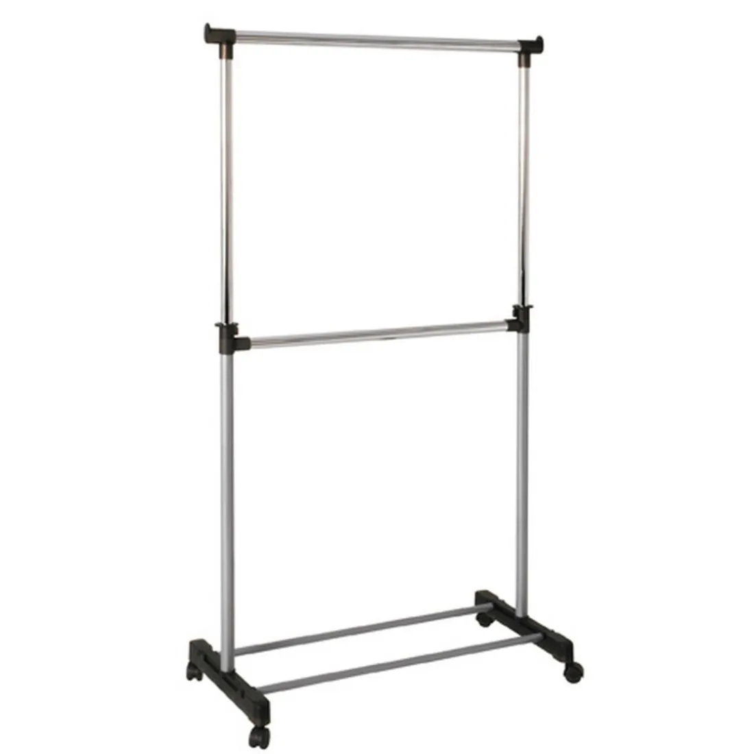 Penderie double tringle monté sur roulettes plastique et métal