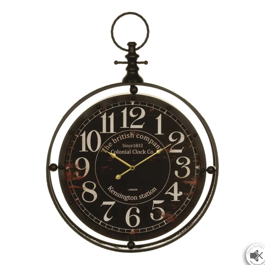 Pendule métal gousset noir D60