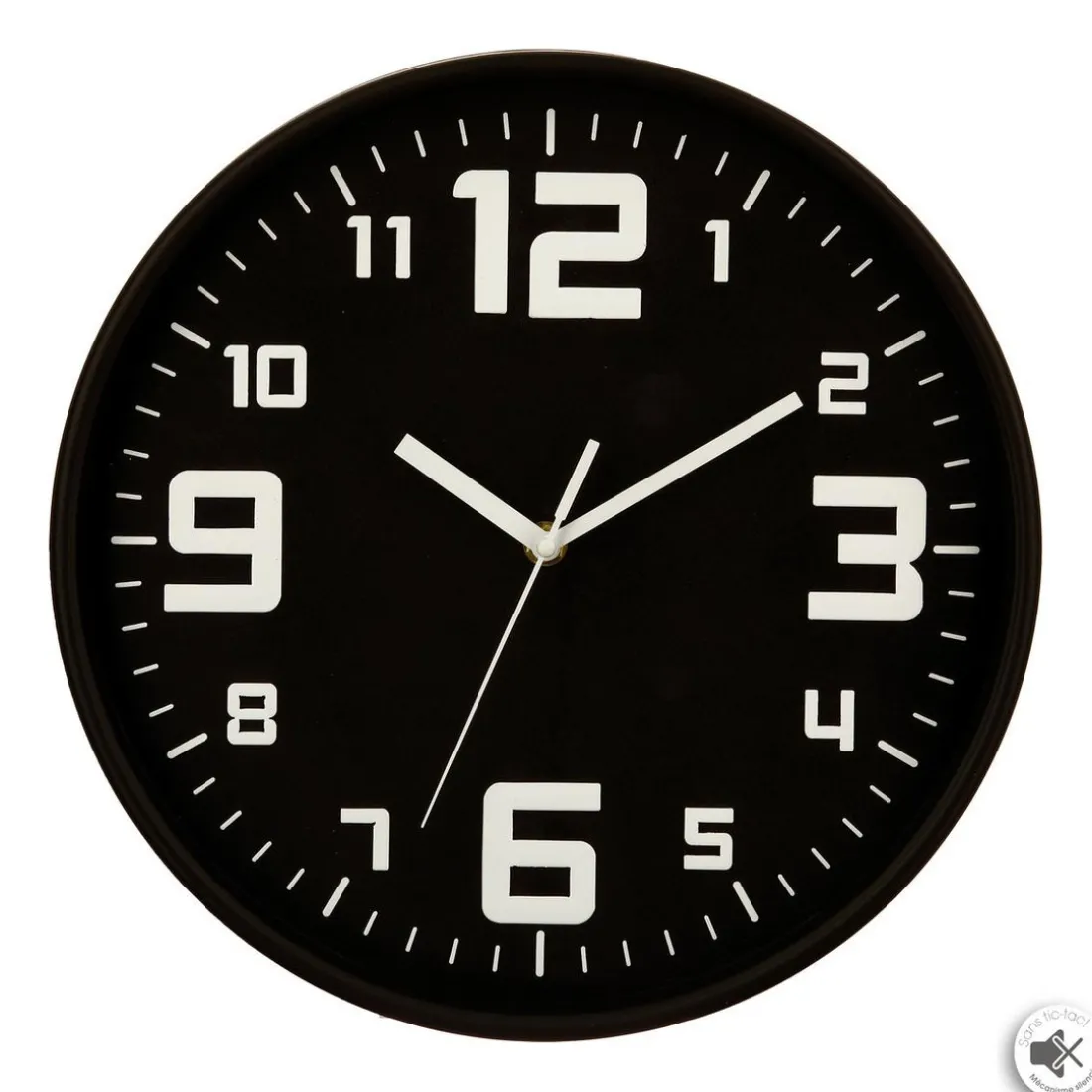 Pendule plastique silence noir D30
