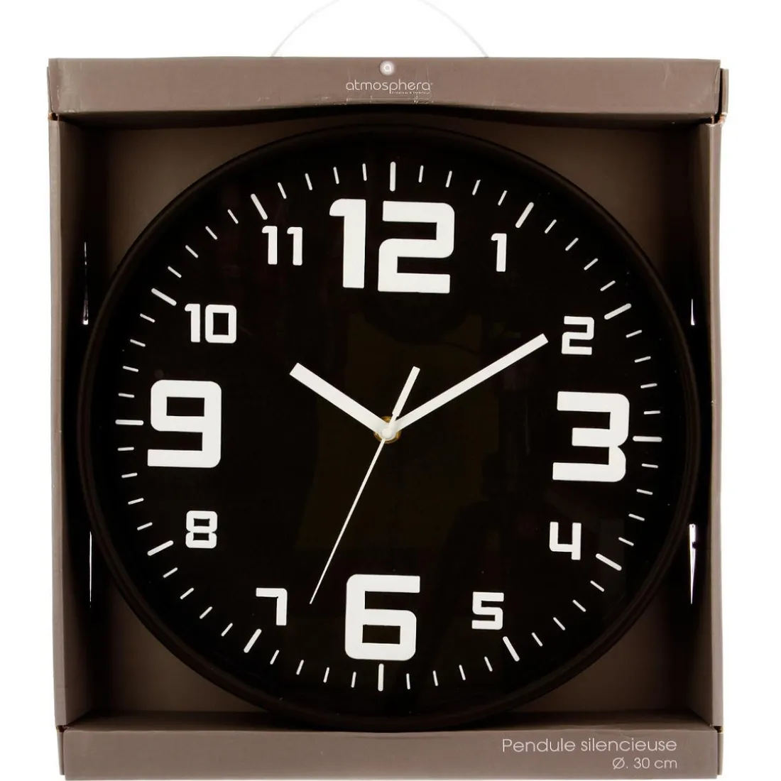 Pendule plastique silence noir D30