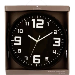 Pendule plastique silence noir D30
