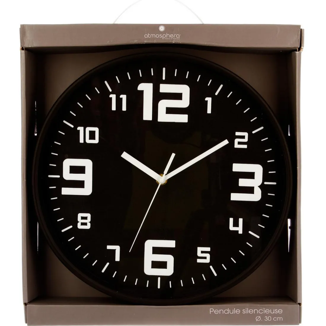 Pendule plastique silence noir D30