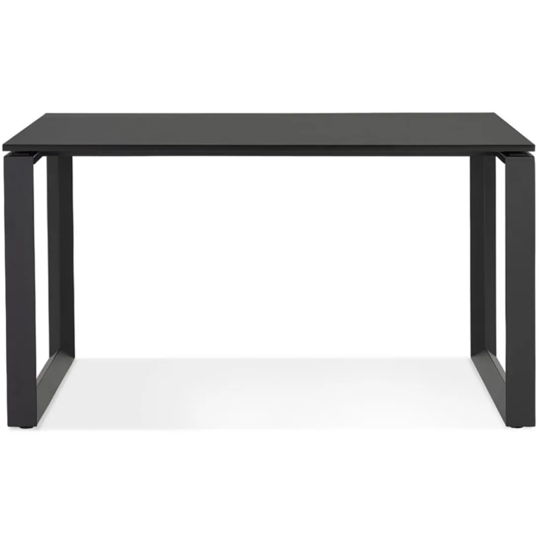 Petit bureau droit design 'BAKUS' en bois et métal noir