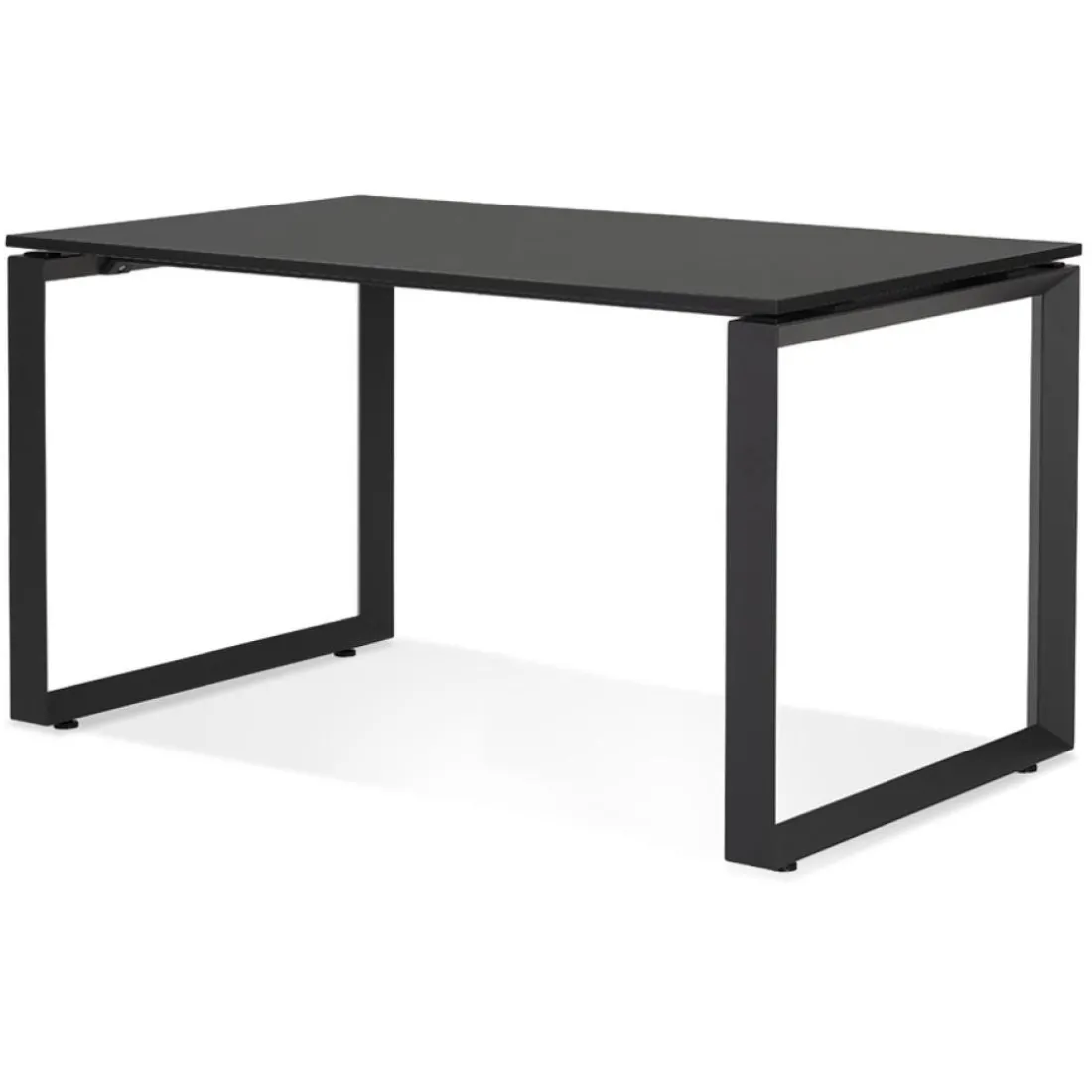 Petit bureau droit design 'BAKUS' en bois et métal noir