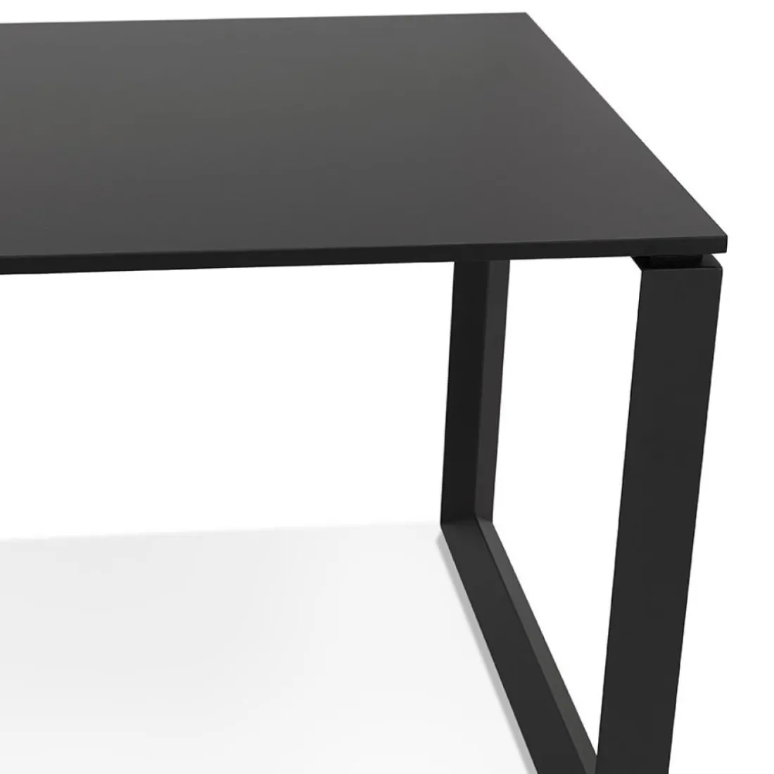 Petit bureau droit design 'BAKUS' en bois et métal noir