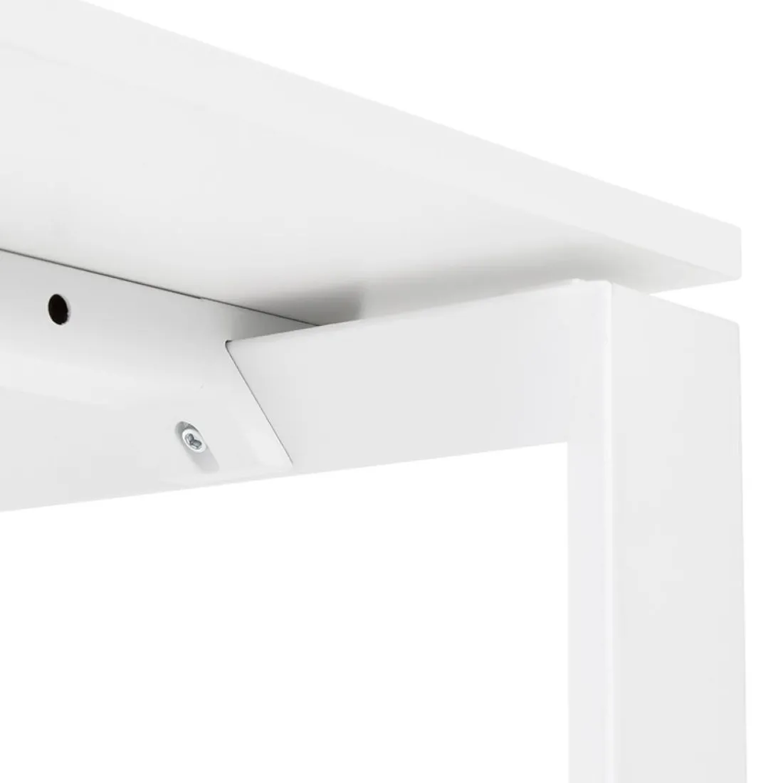 Petit bureau droit design 'BAKUS' en bois et métal blanc