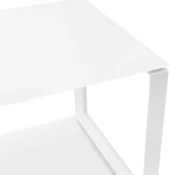 Petit bureau droit design 'BAKUS' en verre et métal blanc