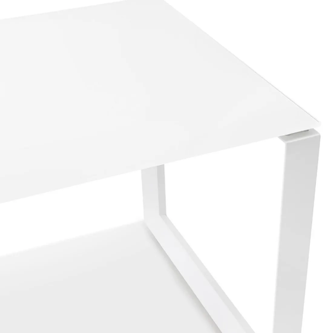 Petit bureau droit design 'BAKUS' en verre et métal blanc