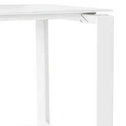 Petit bureau droit design 'BAKUS' en verre et métal blanc