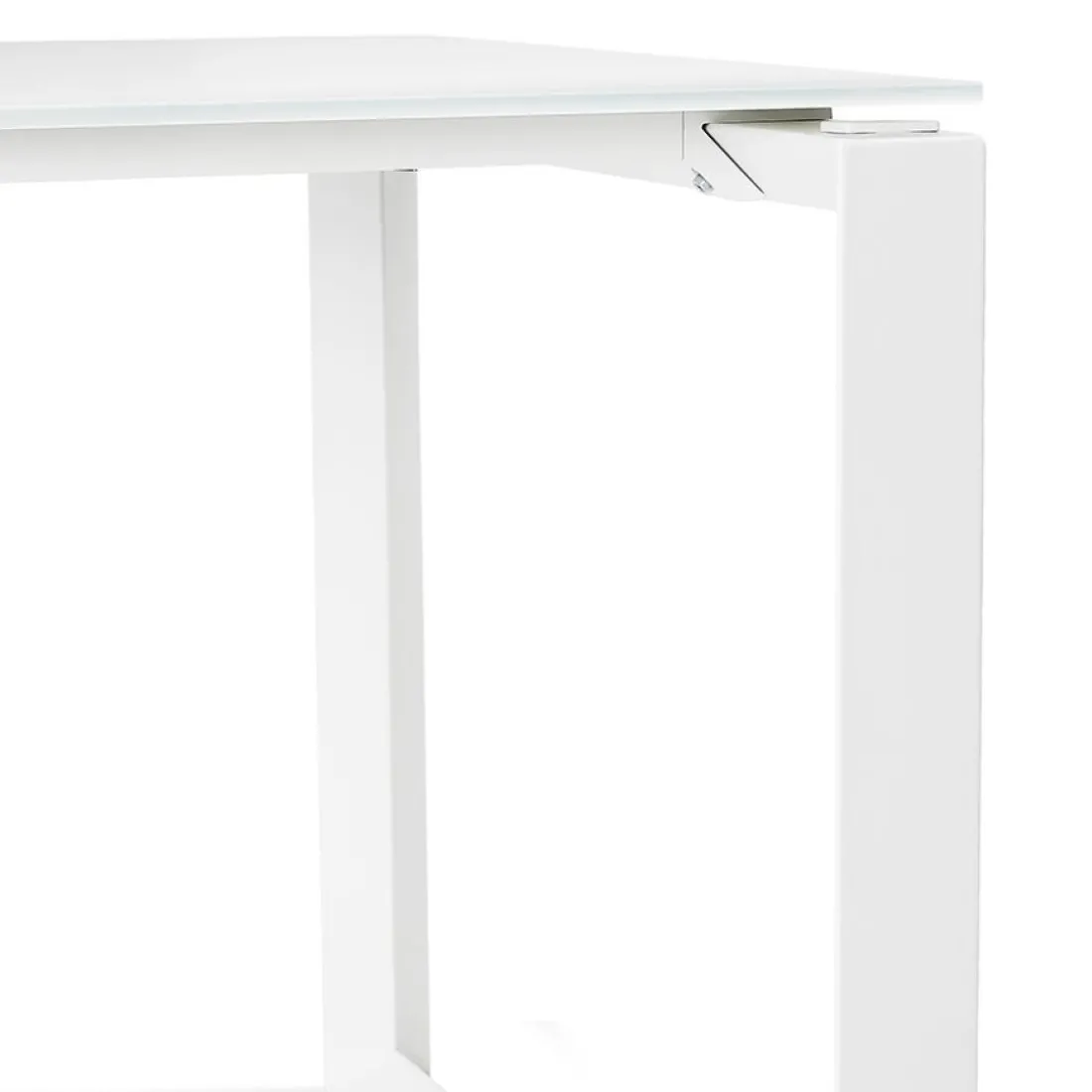 Petit bureau droit design 'BAKUS' en verre et métal blanc
