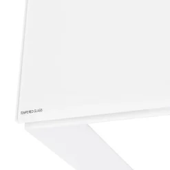 Petit bureau droit design 'BAKUS' en verre et métal blanc