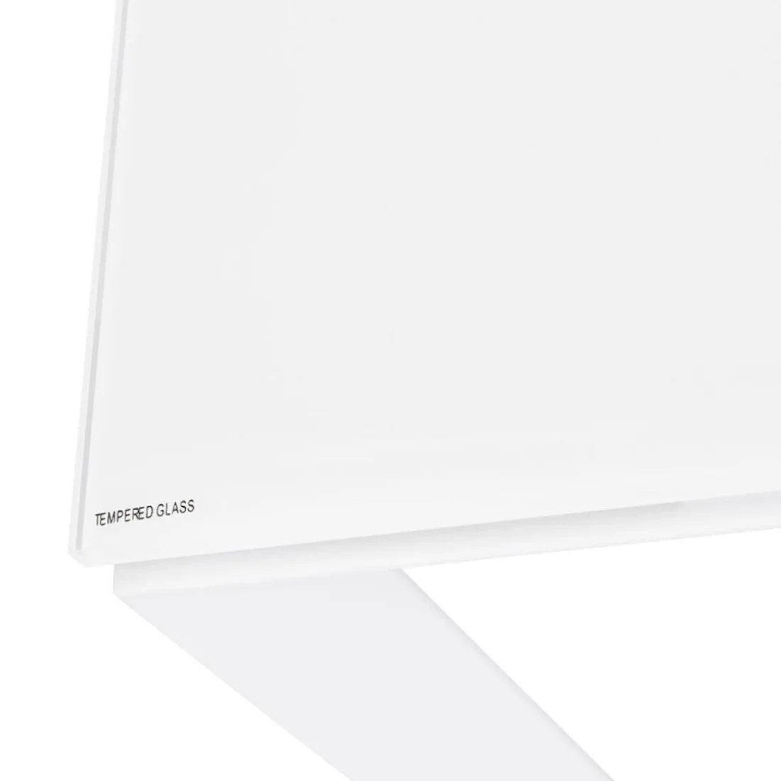 Petit bureau droit design 'BAKUS' en verre et métal blanc