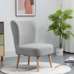 Petit fauteuil en bois massif et en tissu Gris de Style Scandinave