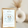 Petite carte Astro avec enveloppe, blister et cadre doré Taureau