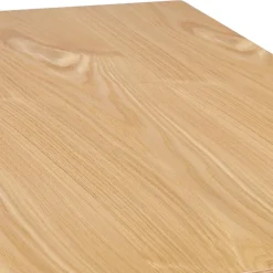 Petite table à diner carrée 'REGIS' en bois finition naturelle et fonte blanche