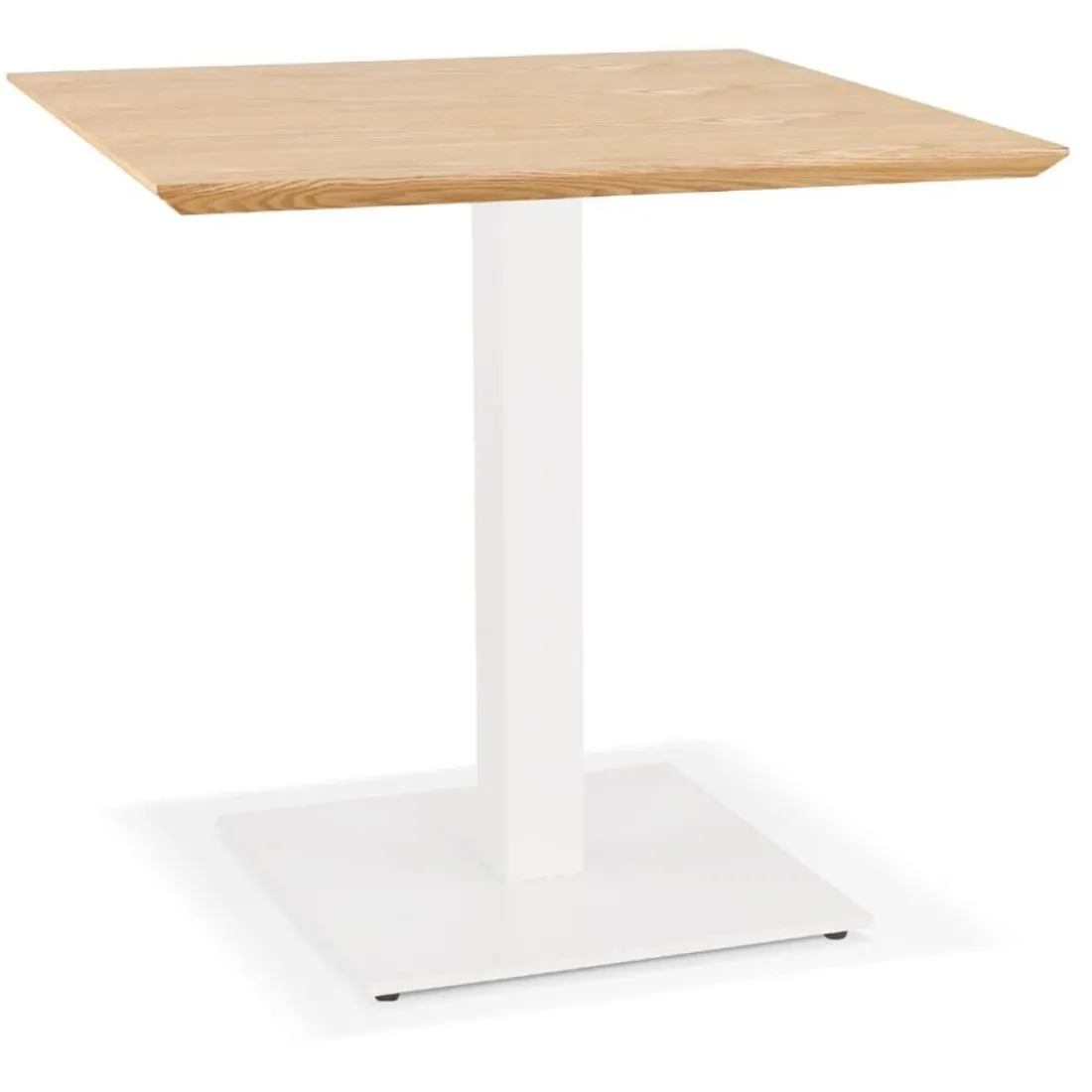 Petite table à diner carrée 'REGIS' en bois finition naturelle et fonte blanche
