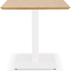 Petite table à diner carrée 'REGIS' en bois finition naturelle et fonte blanche