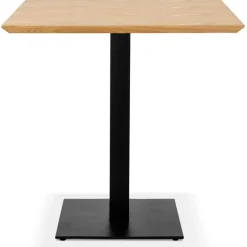 Petite table à diner carrée 'REGIS' en bois finition naturelle et fonte noire