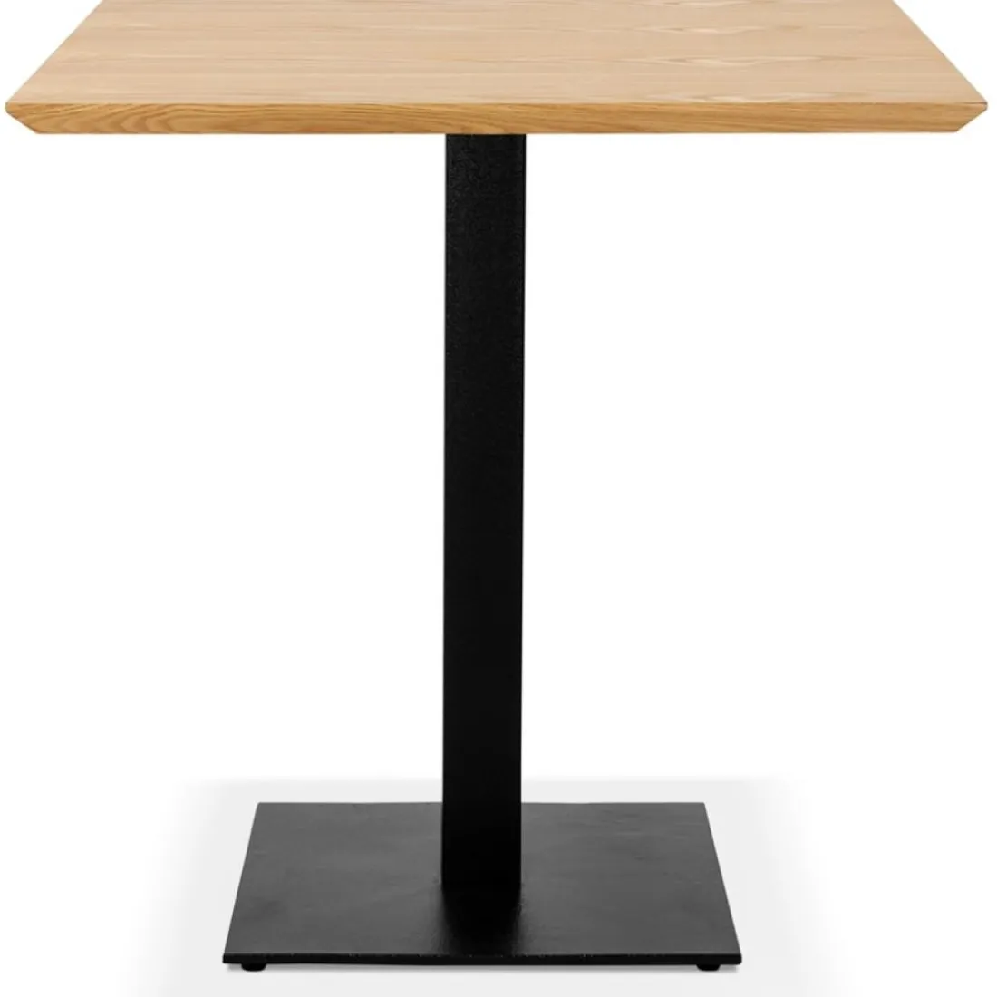 Petite table à diner carrée 'REGIS' en bois finition naturelle et fonte noire