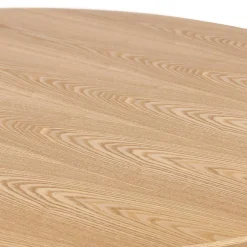 Petite table à diner 'DEXTER' ronde en bois finition naturelle et métal noir