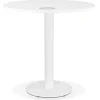 Petite table à diner 'LUCETTE' ronde en bois et fonte blanche